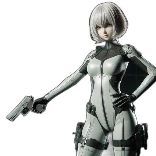 robot, weapon, concept art, 3d render transparent PNG cut-out