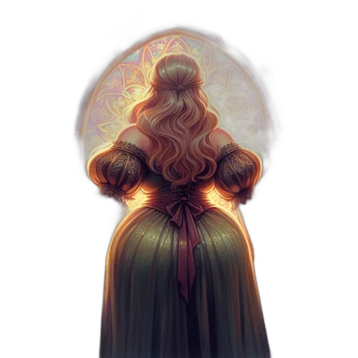 dress, crown, staff, hair transparent PNG cut-out