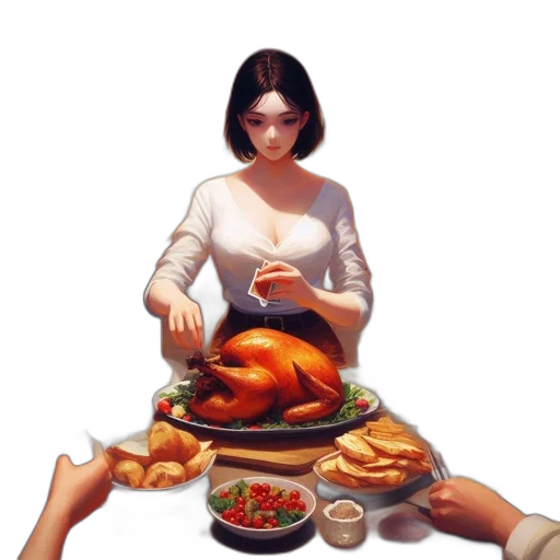 food, photorealistic, concept art, oil painting transparent PNG cut-out