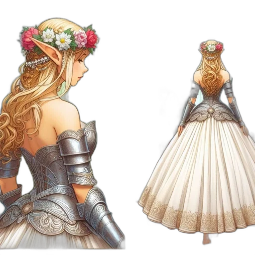 dress, crown, concept art, fantasy art transparent PNG cut-out