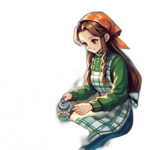 hat, dress, jacket, staff transparent PNG cut-out