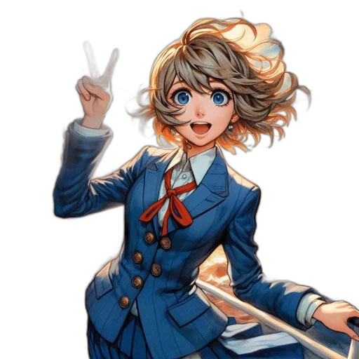 staff, jacket, face, anime transparent PNG cut-out
