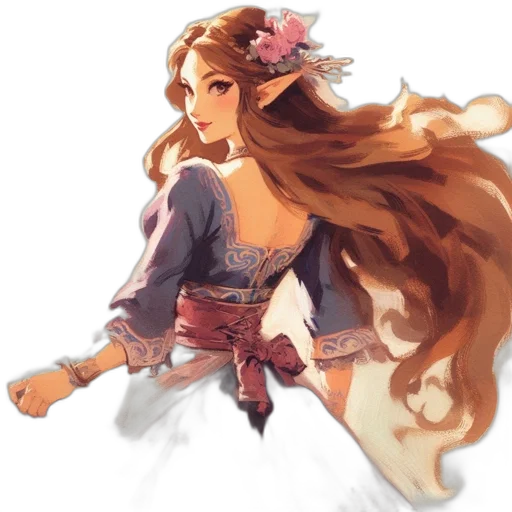 dress, staff, crown, fantasy art transparent PNG cut-out