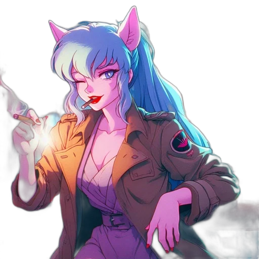 jacket, staff, vaporwave, cyberpunk transparent PNG cut-out