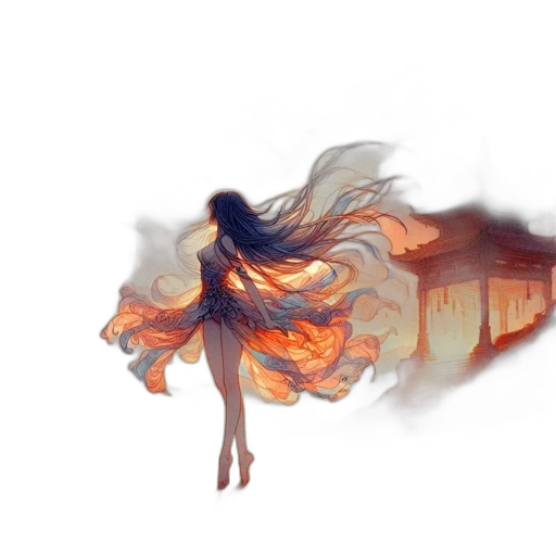 dress, hair, dragon, creature transparent PNG cut-out