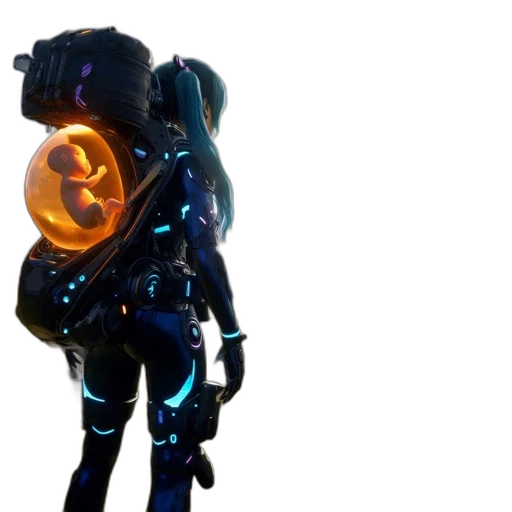 robot, mask, weapon, staff transparent PNG cut-out