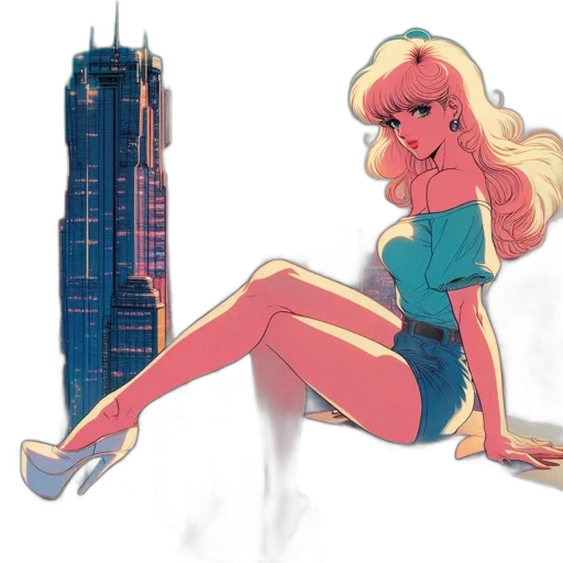 dress, concept art, comic book art, vaporwave transparent PNG cut-out
