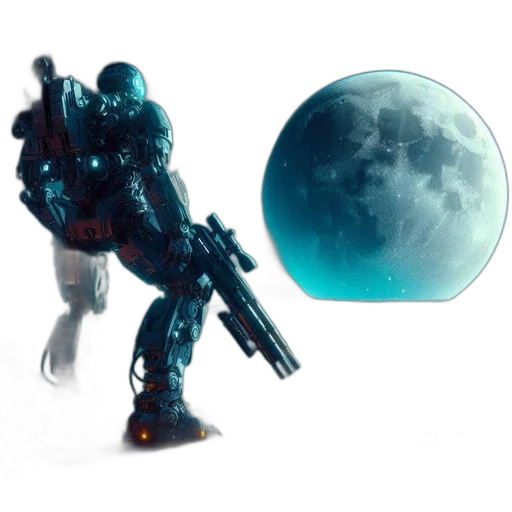 robot, weapon, concept art, 3d render transparent PNG cut-out