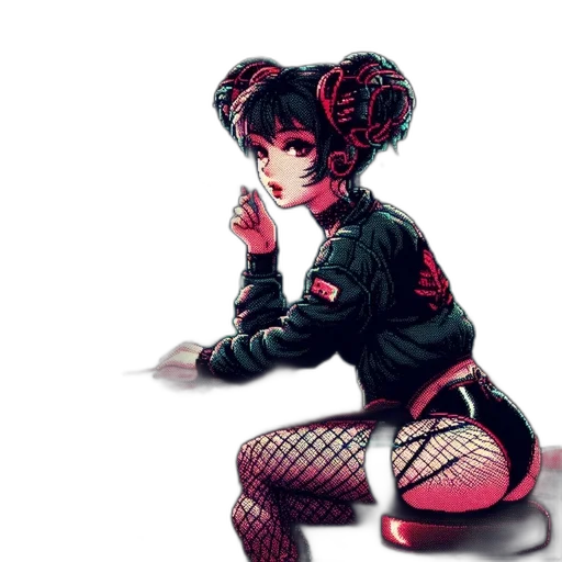 cyberpunk, anime, concept art, pixel art transparent PNG cut-out