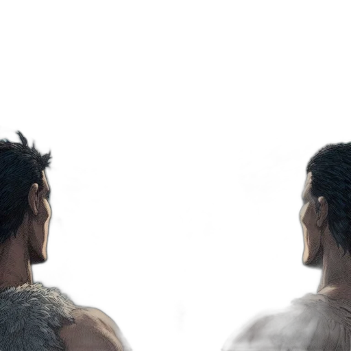 hair, sword, face, 3d render transparent PNG cut-out