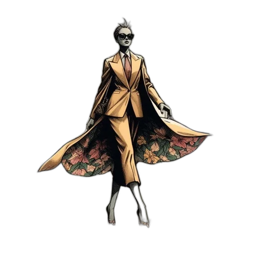dress, jacket, umbrella, staff transparent PNG cut-out