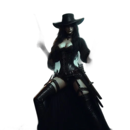 hat, dress, weapon, staff transparent PNG cut-out