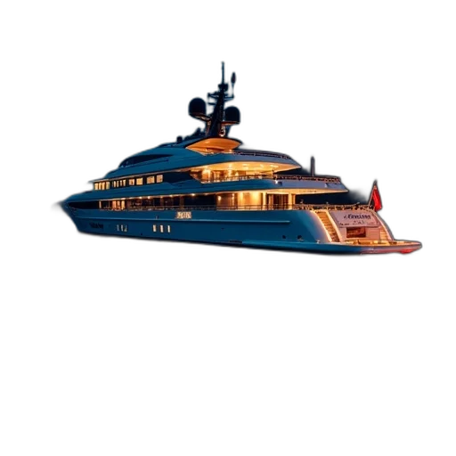 3d render, concept art, photorealistic, superyacht transparent PNG cut-out