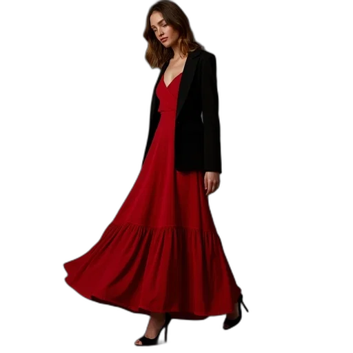 dress, staff, jacket, red transparent PNG cut-out