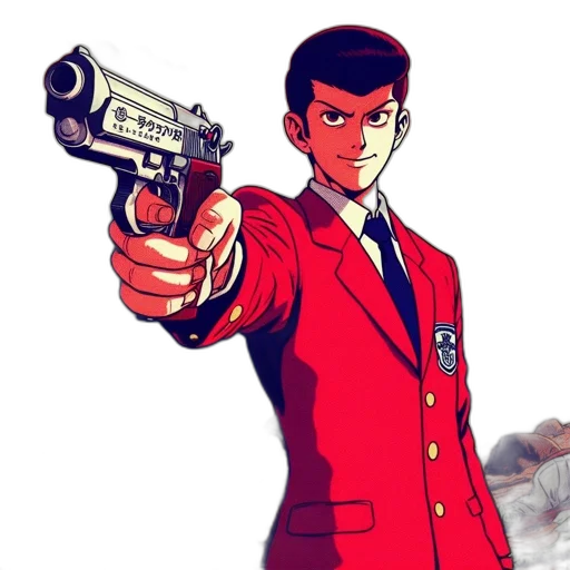 jacket, weapon, staff, comic book art transparent PNG cut-out