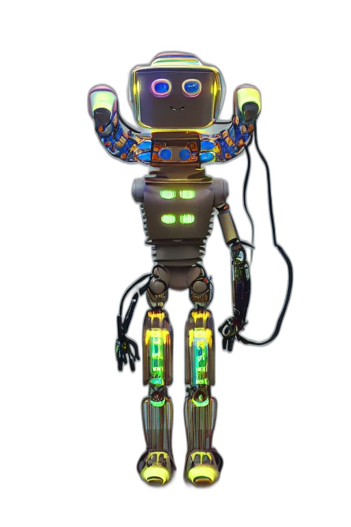 robot, staff, 3d render, concept art transparent PNG cut-out