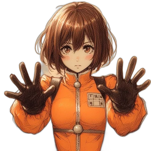 jacket, staff, hair, weapon transparent PNG cut-out