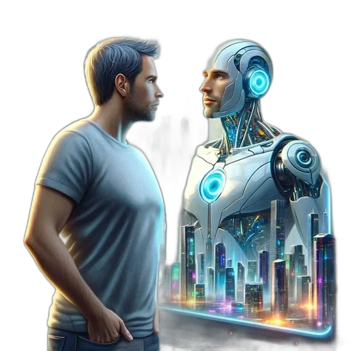 robot, concept art, comic book art, cyberpunk transparent PNG cut-out