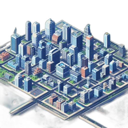 concept art, 3d render, pixel art, cyberpunk transparent PNG cut-out