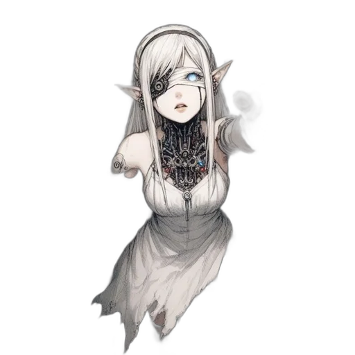 dress, mask, staff, creature transparent PNG cut-out