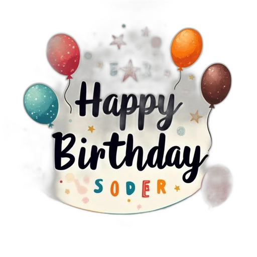 3d render, happy, birthday, colorful transparent PNG cut-out