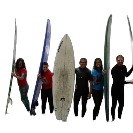 staff, group, surfers, stand transparent PNG cut-out