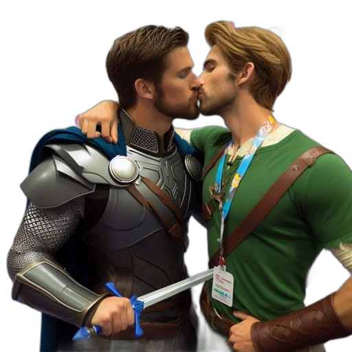 concept art, 3d render, comic book art, two transparent PNG cut-out