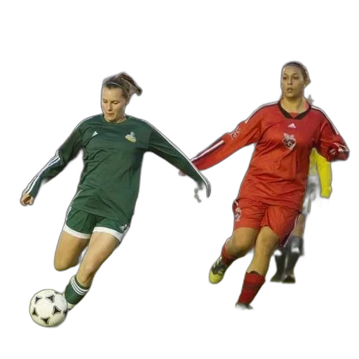 photorealistic, two, female, soccer transparent PNG cut-out