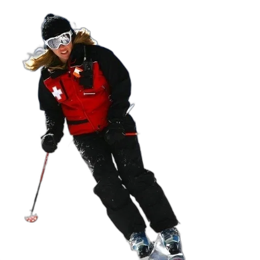staff, woman, skiing, down transparent PNG cut-out