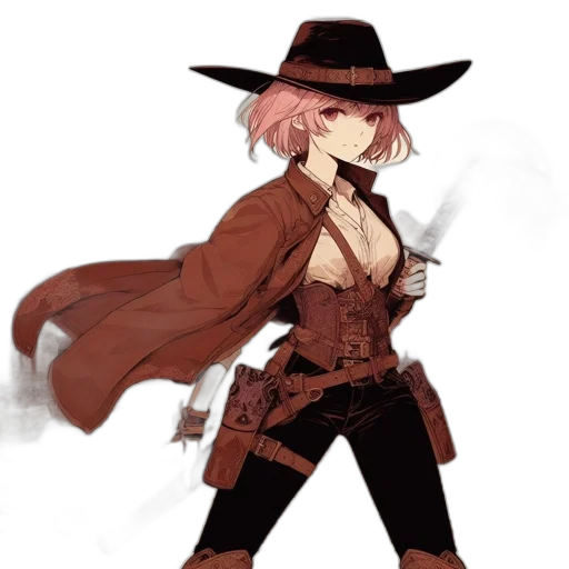 staff, weapon, hat, jacket transparent PNG cut-out