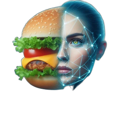 food, robot, face, cyberpunk transparent PNG cut-out