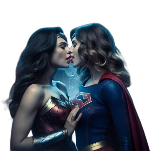 comic book art, concept art, neon lights, two transparent PNG cut-out