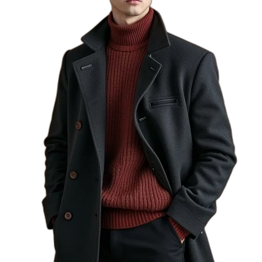 jacket, staff, photorealistic, dark transparent PNG cut-out