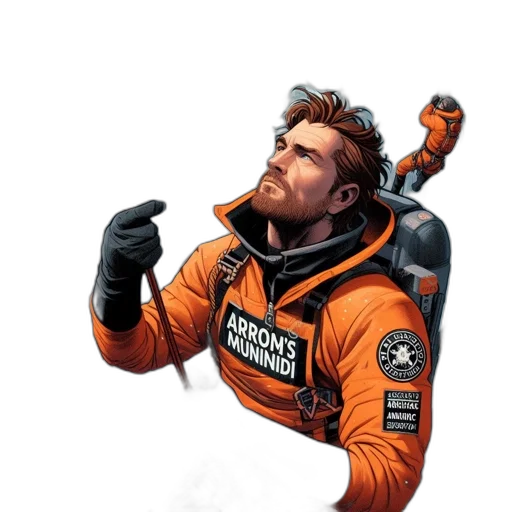 jacket, robot, staff, creature transparent PNG cut-out