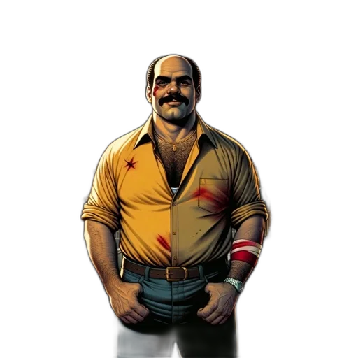 jacket, staff, animal, comic book art transparent PNG cut-out