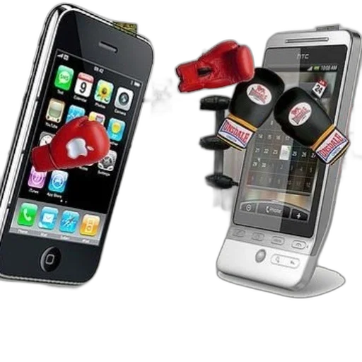 humorous, comparison, two, smartphones transparent PNG cut-out