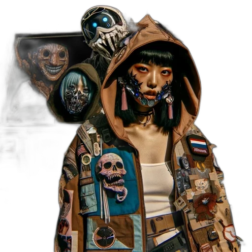 jacket, mask, face, robot transparent PNG cut-out