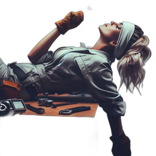 jacket, weapon, concept art, cyberpunk transparent PNG cut-out