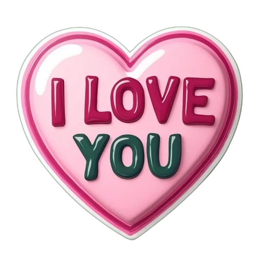3d render, heart-shaped, sticker, glossy transparent PNG cut-out