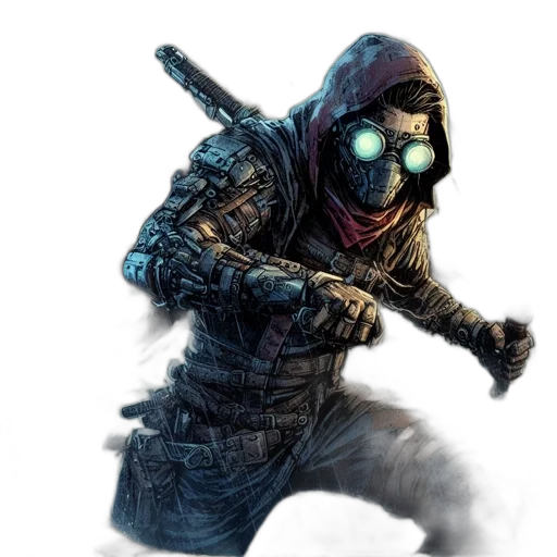 mask, weapon, concept art, comic book art transparent PNG cut-out