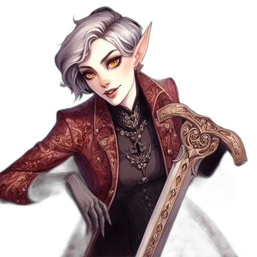 staff, jacket, sword, fantasy art transparent PNG cut-out