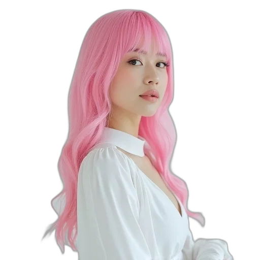 hair, photorealistic, vaporwave, anime transparent PNG cut-out