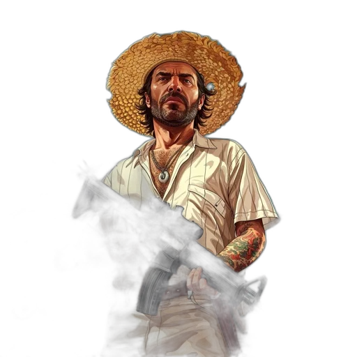 staff, hat, weapon, jacket transparent PNG cut-out