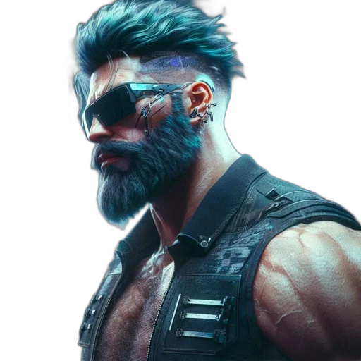 face, cyberpunk, concept art, fantasy art transparent PNG cut-out