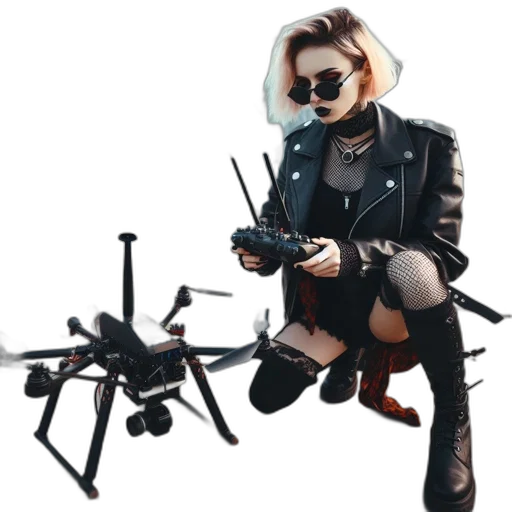 jacket, robot, weapon, cyberpunk transparent PNG cut-out