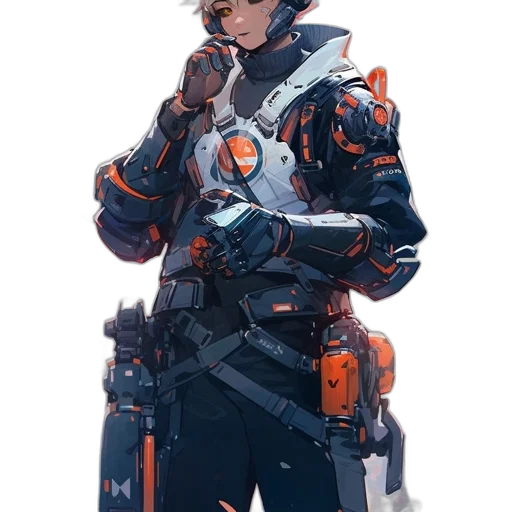 jacket, robot, weapon, staff transparent PNG cut-out