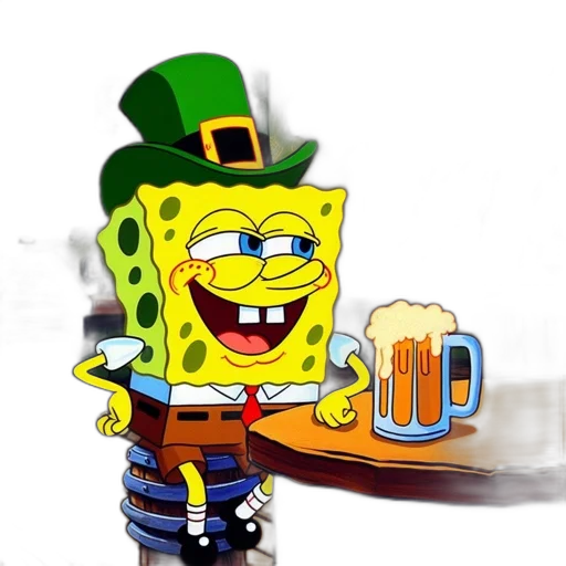 hat, cartoon, 3d render, spongebob transparent PNG cut-out