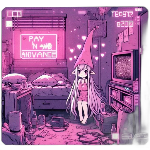 vaporwave, cyberpunk, concept art, anime transparent PNG cut-out