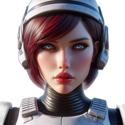 robot, face, concept art, 3d render transparent PNG cut-out
