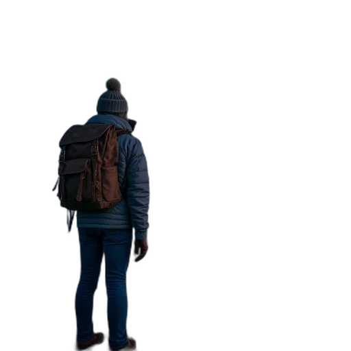 jacket, hat, staff, face transparent PNG cut-out
